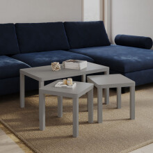 (Grey) Set of 3 Wooden Nesting Stacking Coffee Side Centre Tables Living Room Furniture
