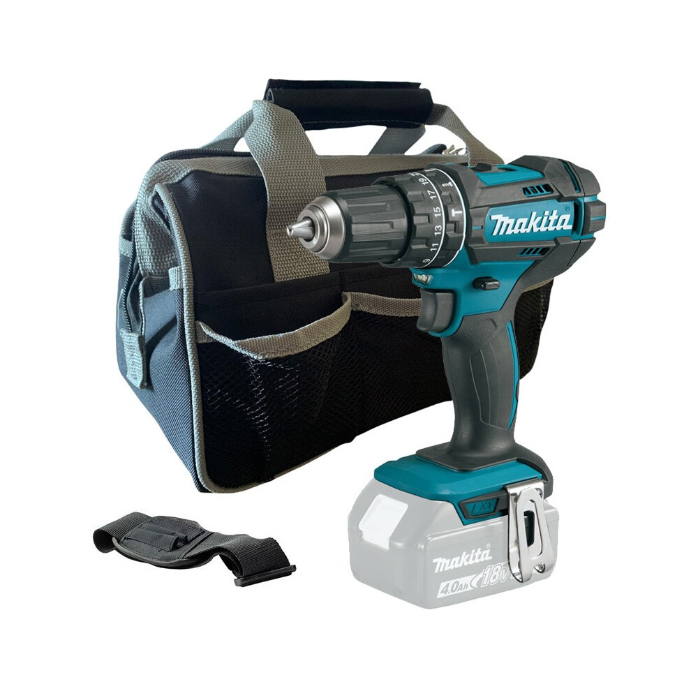 Makita DHP482Z 18v LXT 2 Speed Cordless Combi Drill Bare + 12" Black Tool Bag