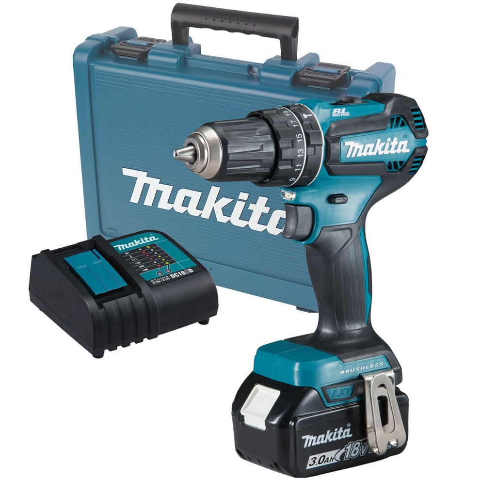 Makita DHP485SF 18V LXT Lithium Ion Brushless Combi Hammer Drill - 1x 3.0ah