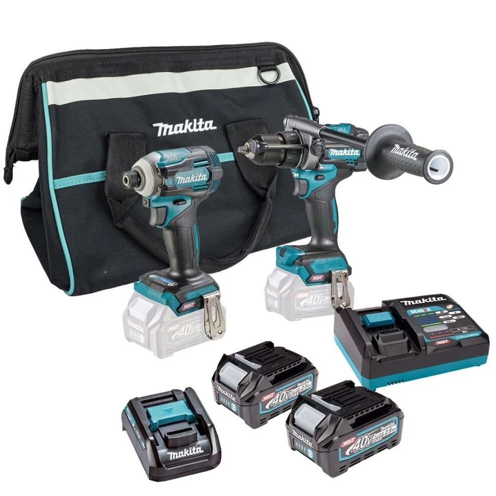 Makita DK0114G202 40v Max XGT Brushless Combi Hammer Drill Impact Impact Driver