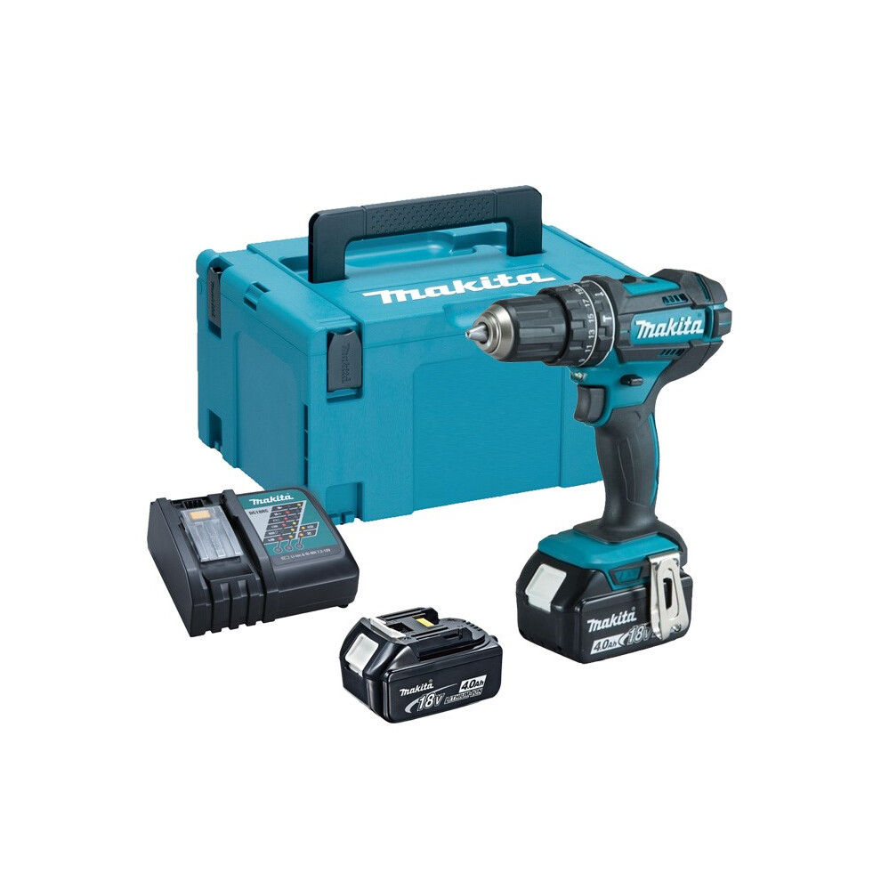 Makita DHP482RMJ 18v LXT Combi Hammer Drill - 2 x 4.0ah Batteries + Charger