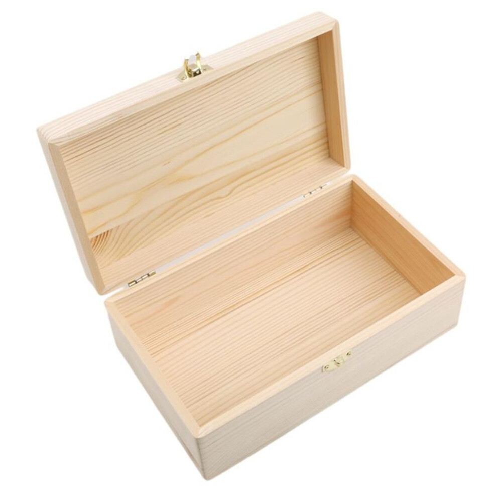 (as the picture, None) Storage Box Postcard Organizer Handmade Jewelry Wooden Case With Lid Lock