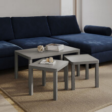 (Cedar Grey) Set of 3 Wooden Nesting Stacking Coffee Side Centre Tables Living Room Furniture