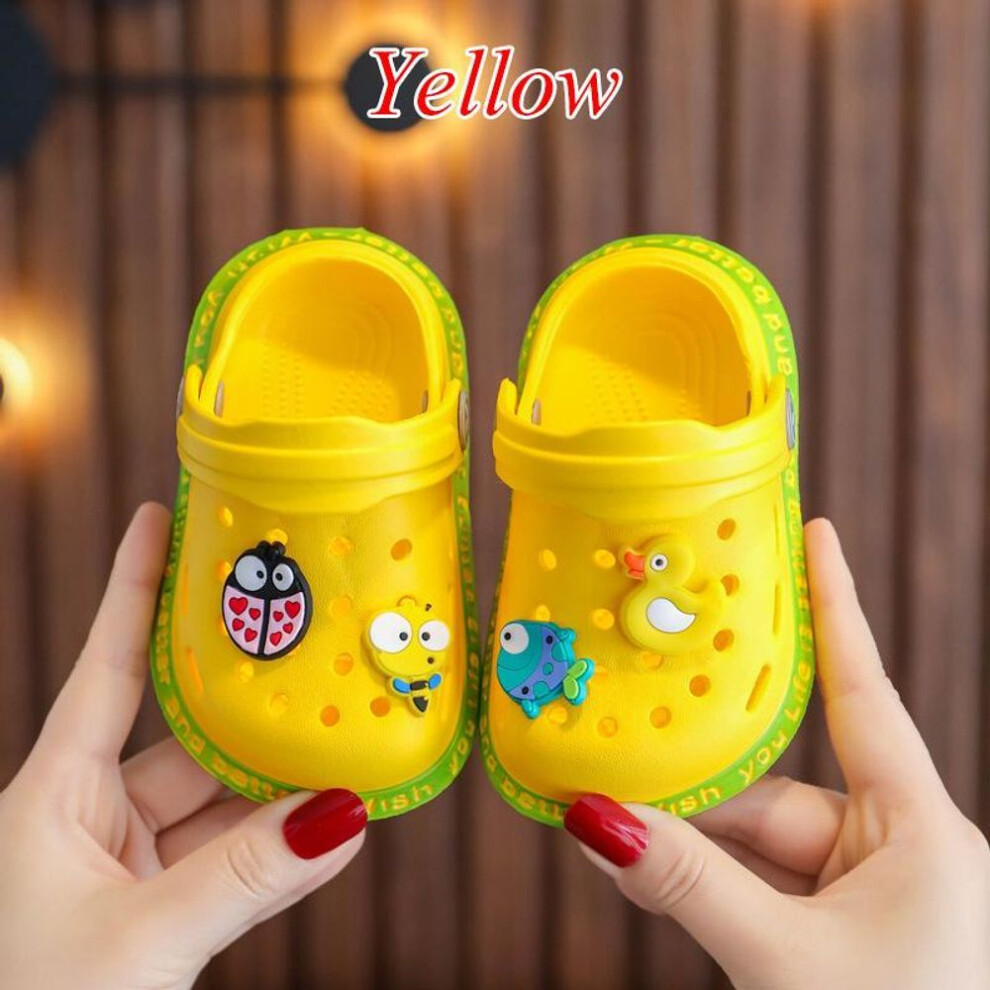 (yellow, 18) Summer Kids Sandals Boys Girls Mules Cartoon Baby Slippers Flat Summer Cartoon Children&apos;s Garden Shoes