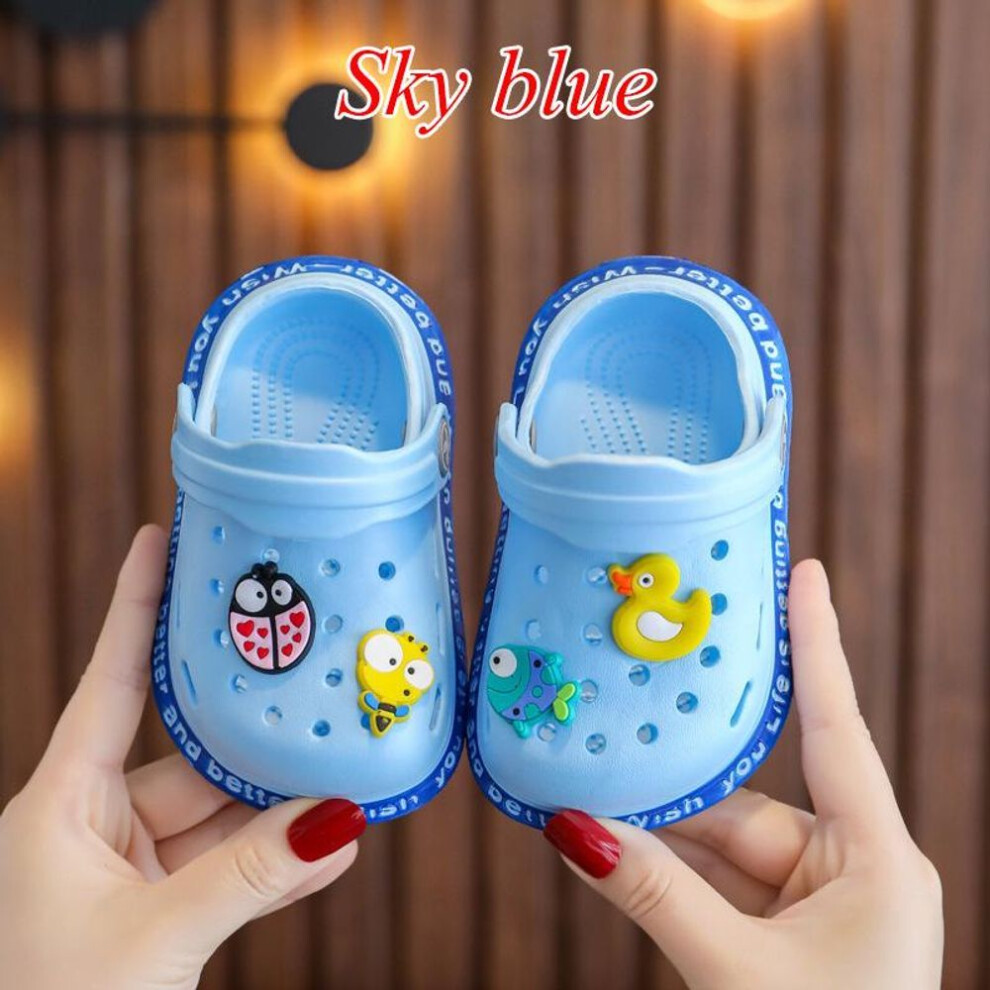 (sky blue, 22) Summer Kids Sandals Boys Girls Mules Cartoon Baby Slippers Flat Summer Cartoon Children&apos;s Garden Shoes