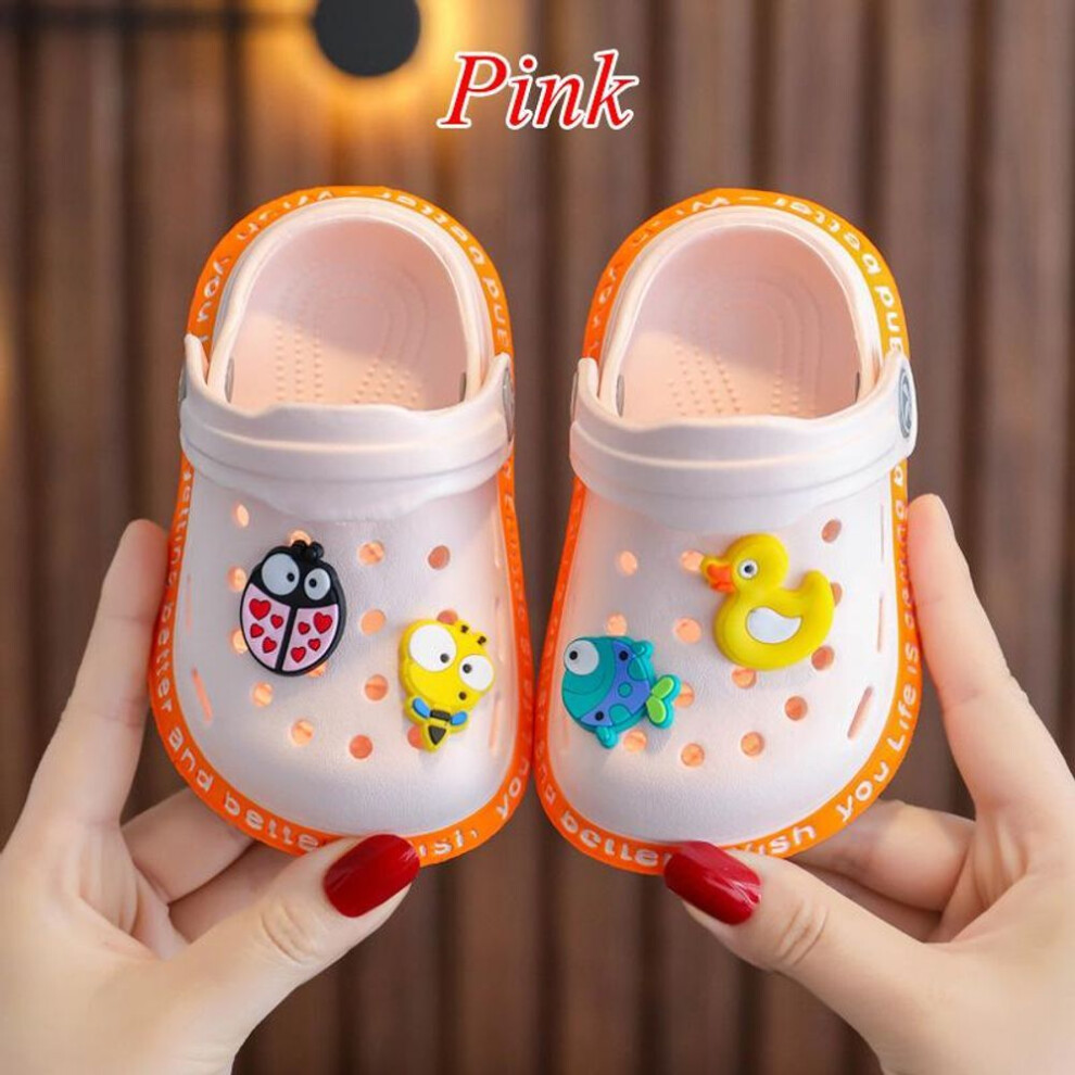 (pink, 28) Summer Kids Sandals Boys Girls Mules Cartoon Baby Slippers Flat Summer Cartoon Children&apos;s Garden Shoes