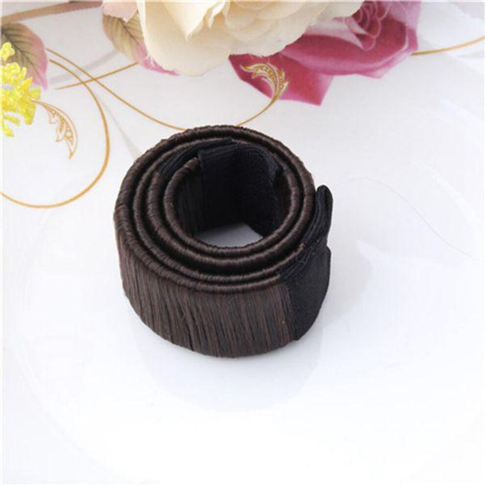 (dark coffee, 21 cm*42 cm) Hair Bun Maker Tools Head Band Styling Synthetic Wig Donuts Bud Headband Ball Women Girls Hair Band