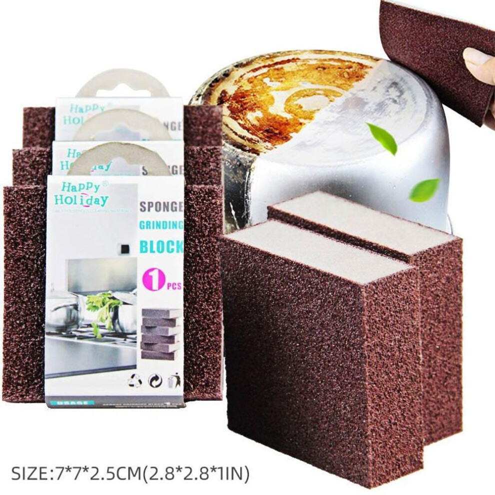 (brown, 7*7*2.5cm) Houseeker Magic Cleaning Sponge Eraser Kitchen High Density Emery Melamine Sponge Pan Pot Removing Rust Rub Brush Scouring Pad