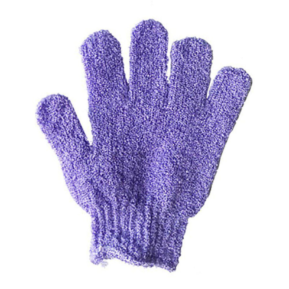 (purple) Nylon Shower Bath Exfoliating Mitt Glove Skin Wash Spa Massage Scrub Body Scrubber Cleaner Glove