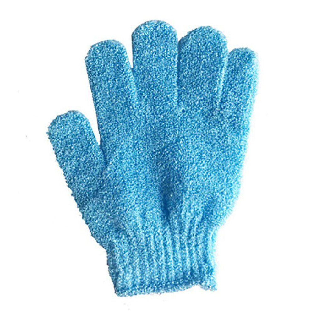 (blue) Nylon Shower Bath Exfoliating Mitt Glove Skin Wash Spa Massage Scrub Body Scrubber Cleaner Glove