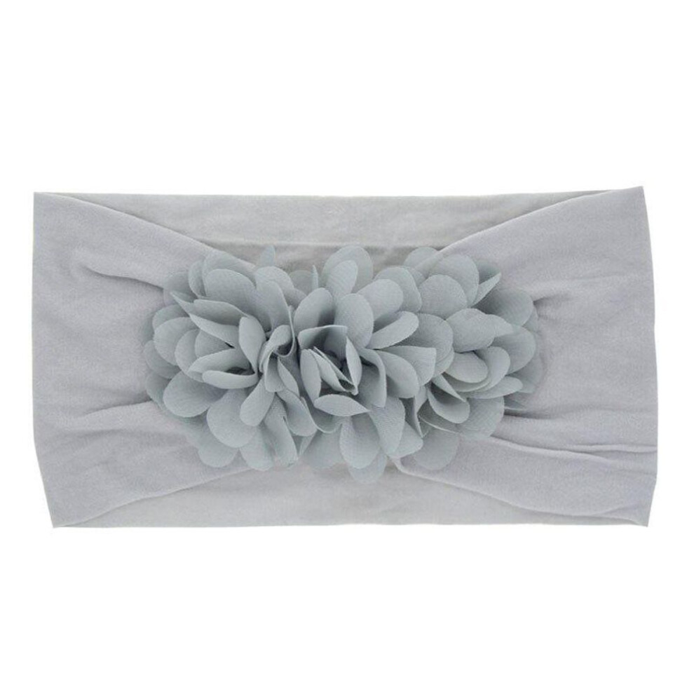 (gray) Chiffon Flower Baby Headbands For Girls Newborn Infant Baby Turban Hair Band Princess Haarband