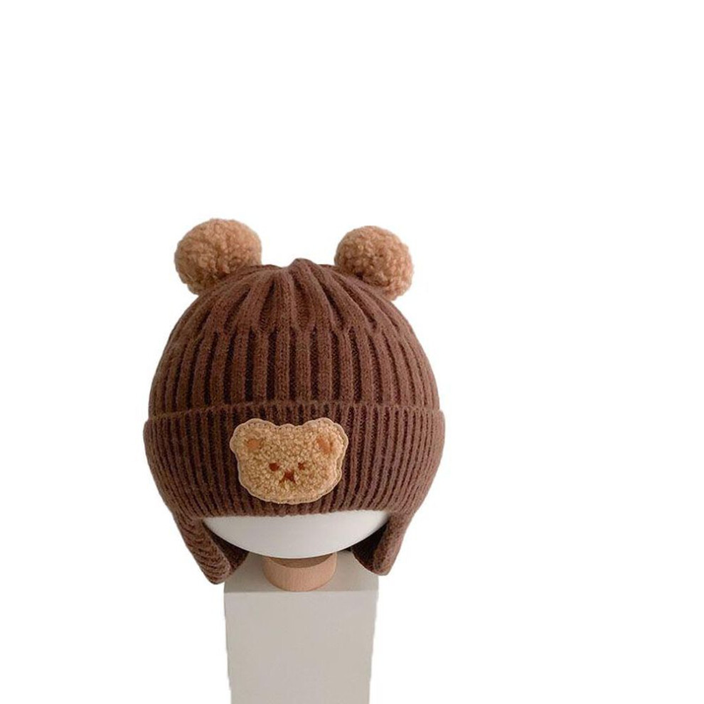 (coffee, one size) New Cute Bear Baby Hat Winter Autumn Warm Knitting Beanies Toddler Enfant Boy Girl Hats Bonnet Ear Protection Hats