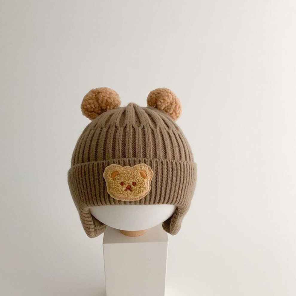 (brown, one size) New Cute Bear Baby Hat Winter Autumn Warm Knitting Beanies Toddler Enfant Boy Girl Hats Bonnet Ear Protection Hats