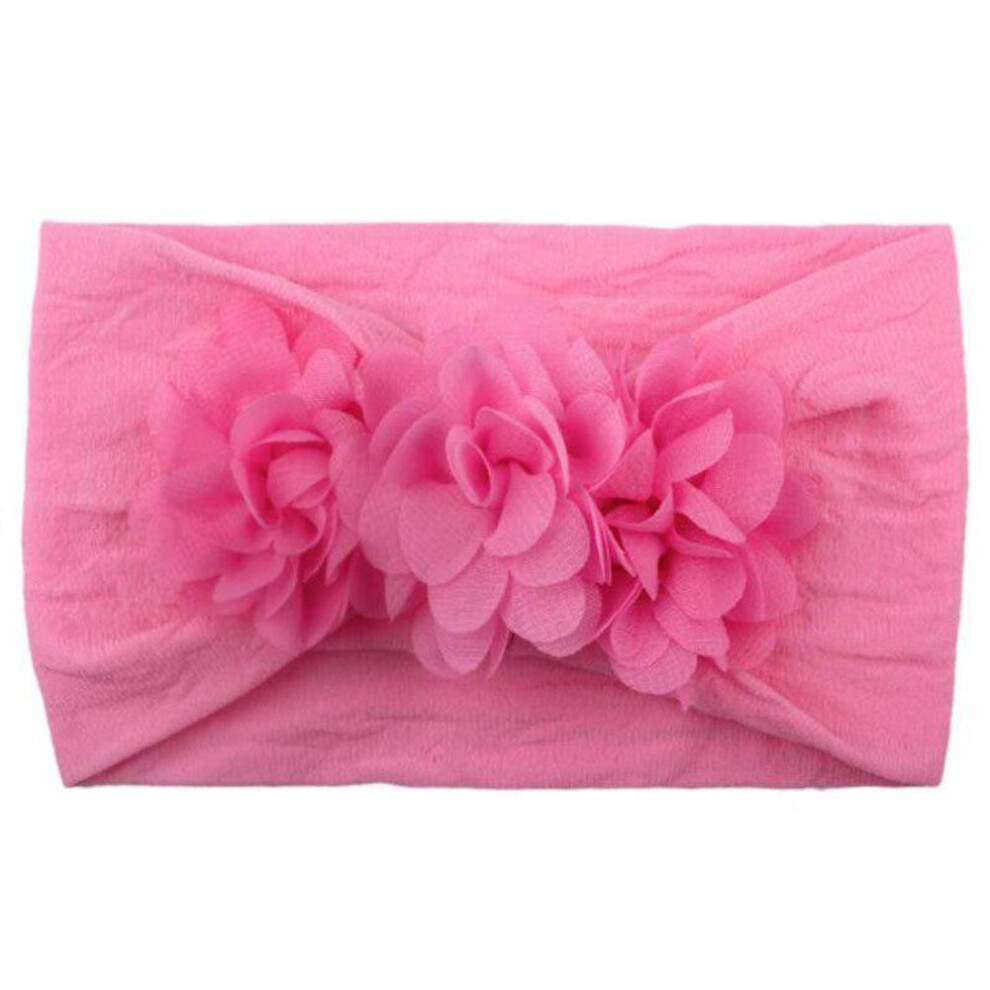 (pink) Chiffon Flower Baby Headbands For Girls Newborn Infant Baby Turban Hair Band Princess Haarband