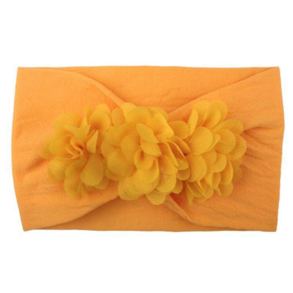 (yellow) Chiffon Flower Baby Headbands For Girls Newborn Infant Baby Turban Hair Band Princess Haarband
