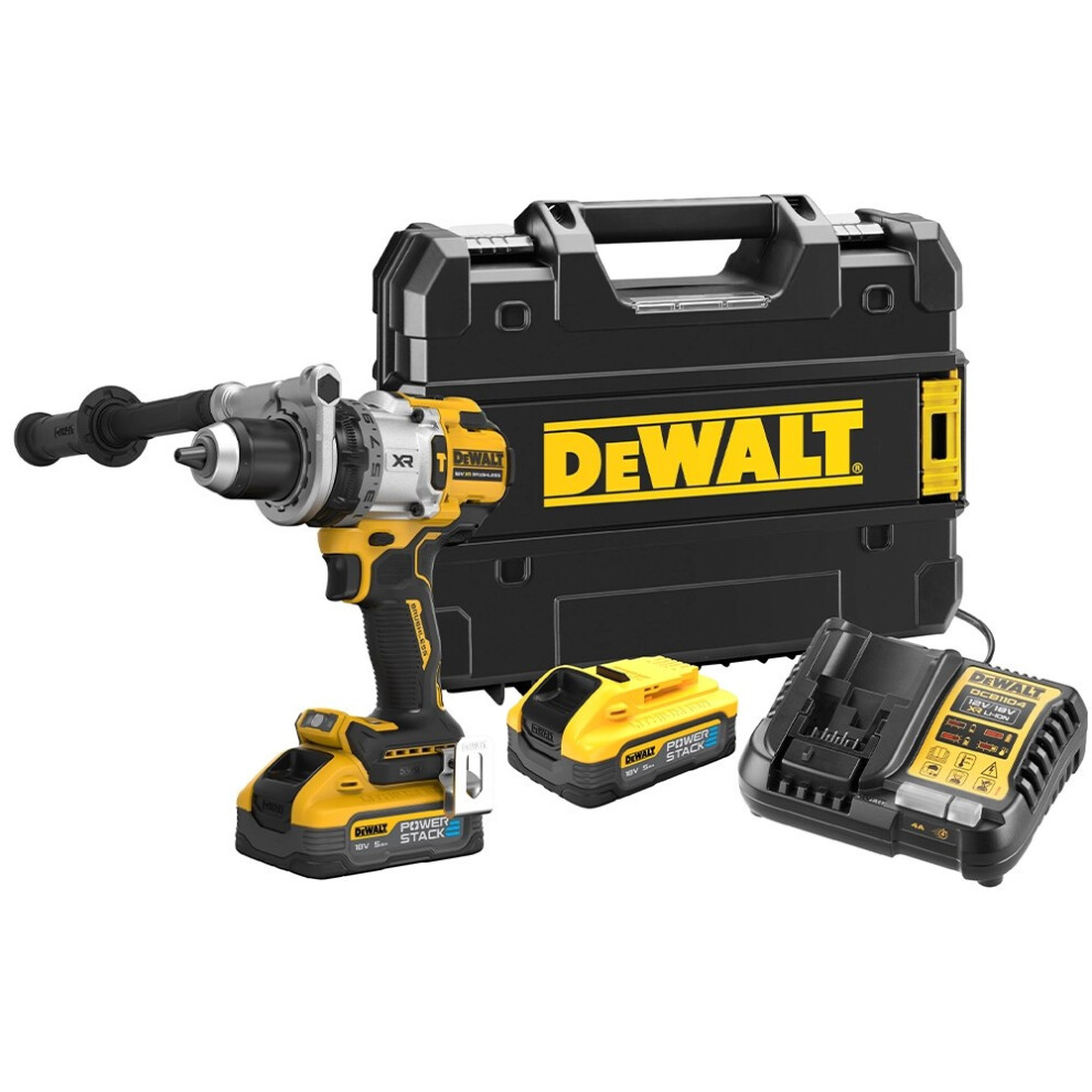 Dewalt DCD1007H2T 18v XR Premium 3SP Brushless Hammer Drill x2 5Ah Powerstack