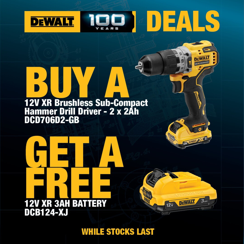 Dewalt DCD706D2 12v XR Brushless Combi Hammer Drill + 2x 2AH + 1x 3AH Battery