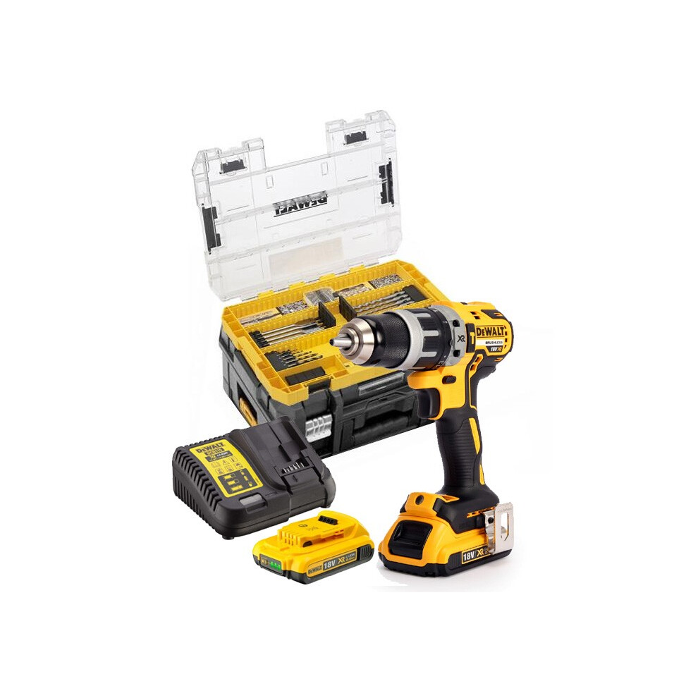 Dewalt DCD796D2 18v XR Brushless Combi Hammer Drill Tstak - 2x 2.0ah + 85 Pc Set