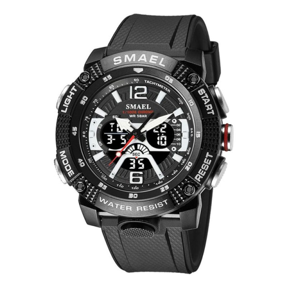 (black) Sport Watches Waterproof Male Clock Digital Led Display Quartz Analog Stopwatch Fashion Green Orange Clock Men Watch