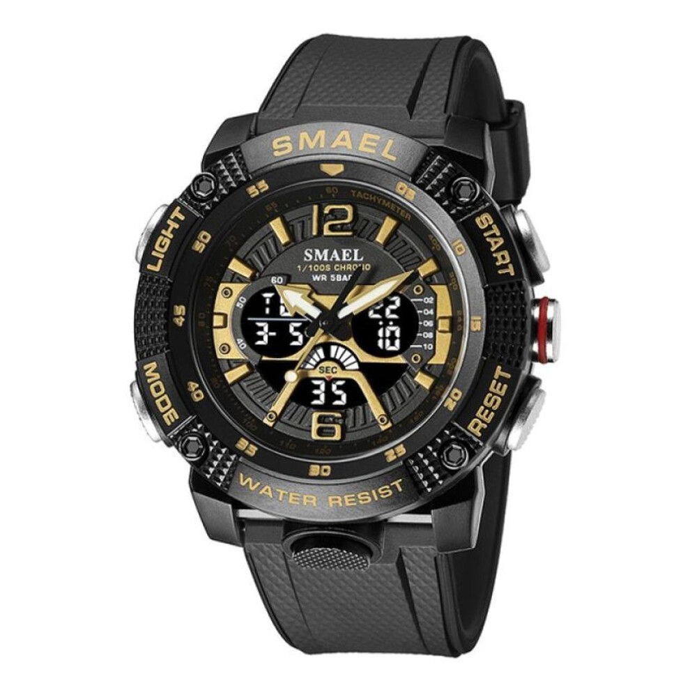 (black,gold) Sport Watches Waterproof Male Clock Digital Led Display Quartz Analog Stopwatch Fashion Green Orange Clock Men Watch
