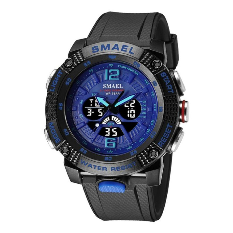 (blue) Sport Watches Waterproof Male Clock Digital Led Display Quartz Analog Stopwatch Fashion Green Orange Clock Men Watch