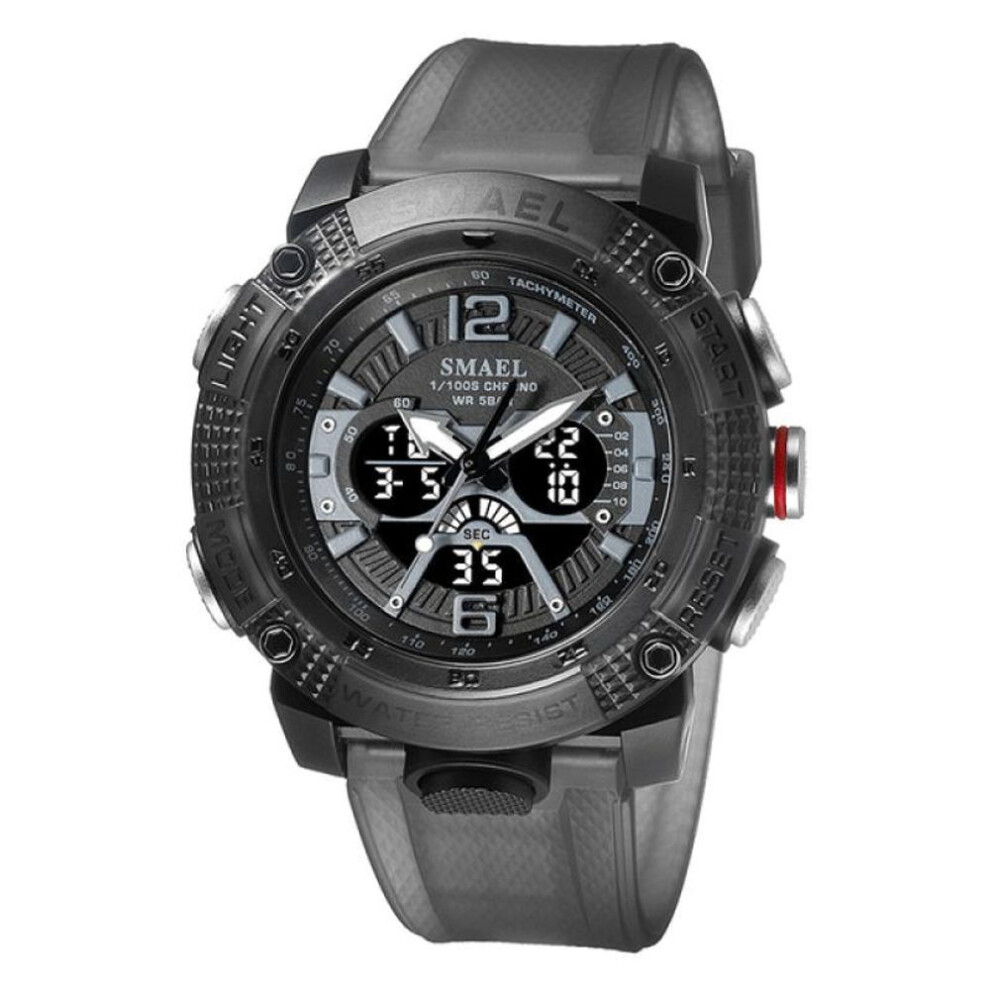 (grey) Sport Watches Waterproof Male Clock Digital Led Display Quartz Analog Stopwatch Fashion Green Orange Clock Men Watch