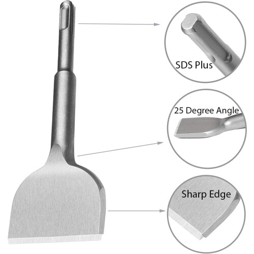 Chisel Sds Plus 165 * 75 Mm Wide Flat Shape Cracking Chisel Bent Tile Chisel Edging Chipping Tool Drill Cranked Sourcing Map Scraping Drill Bit Floor 1