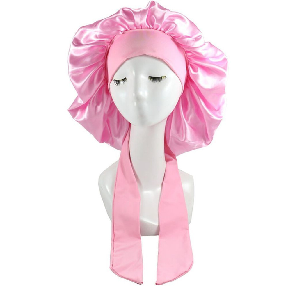 (baby pink) Pure Color Rayon Satin High Stretch Lace Hair Caps Night Caps Hair Salon Hair Care