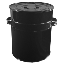 30l Gloss Black Metal Ash Bin For Indoor Or Outdoor with lid and handles
