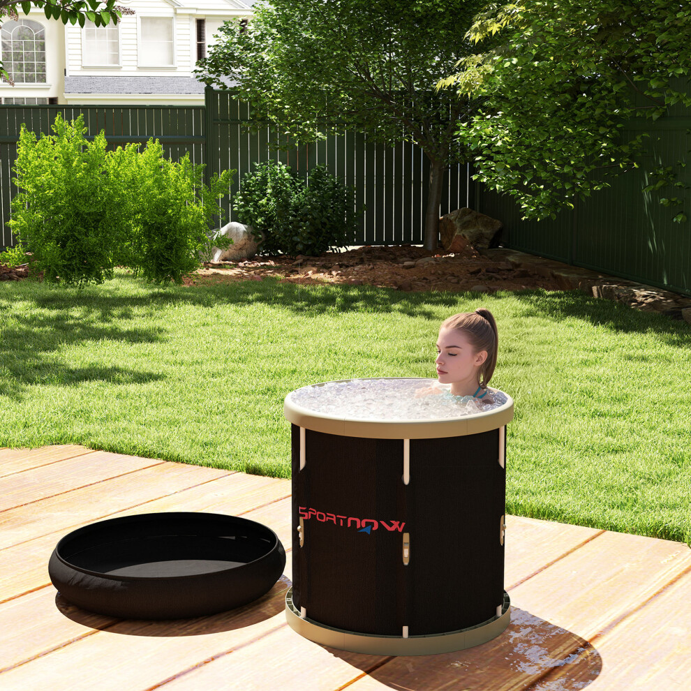 SPORTNOW Outdoor Ice Bath Tub, 210L Portable Cold Water Therapy Tub, Black