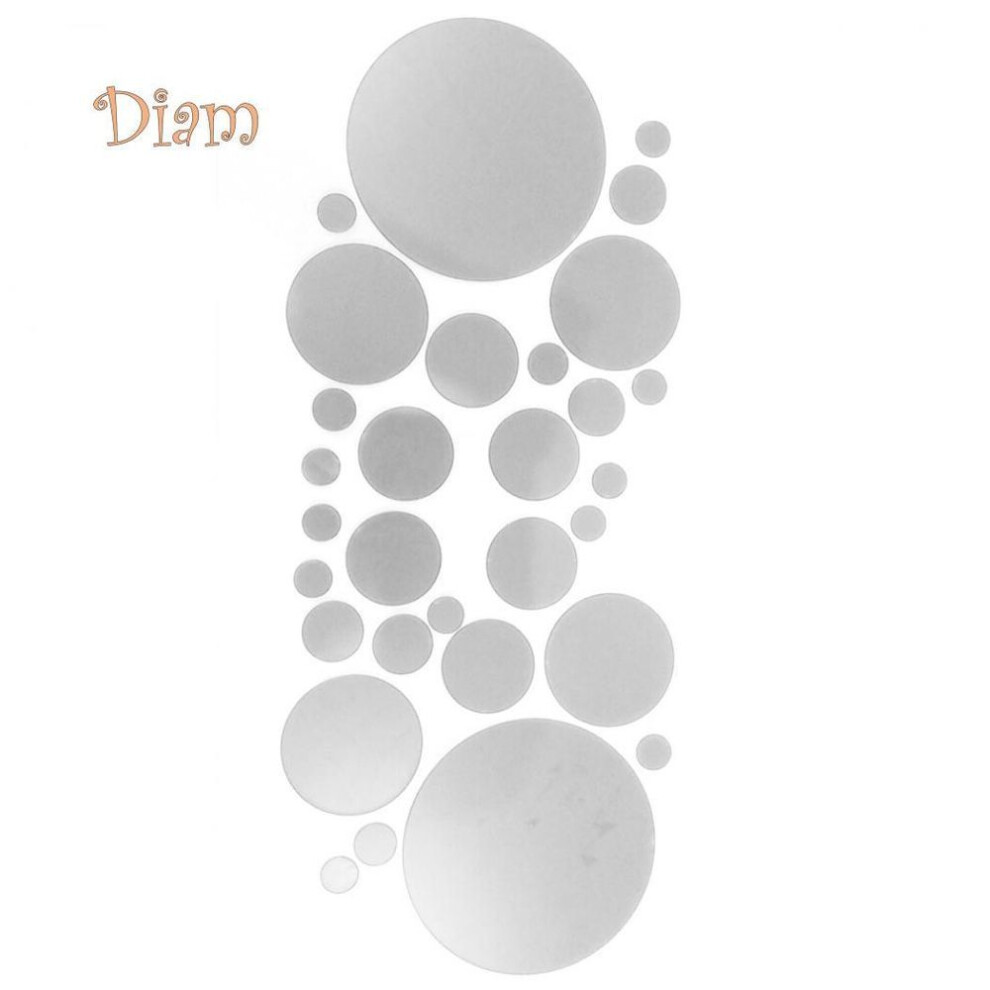 (silver, one size) Co&lo Household Product 30pcs 3D Mirror Round Removable Self Adhesive Wall Sticker Wallpaper Home