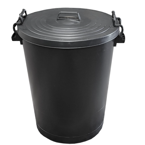 Large Plastic Bin With Lockable Lid Indoor or Outdoor- 110l - Black