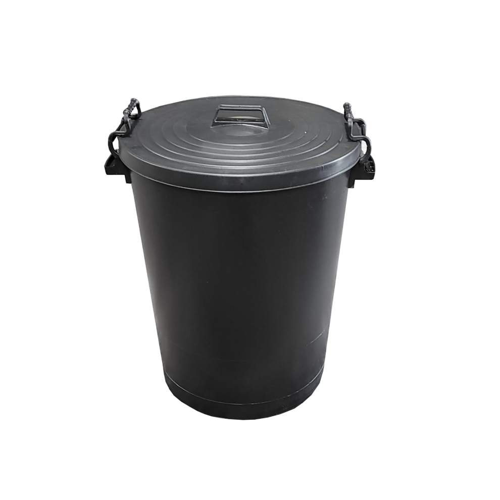 Ketoplastics Large Plastic Bin With Lockable Lid Indoor Or Outdoor- 110L - Black