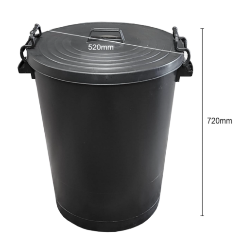 Large Plastic Bin With Lockable Lid Indoor or Outdoor- 110l - Black 2