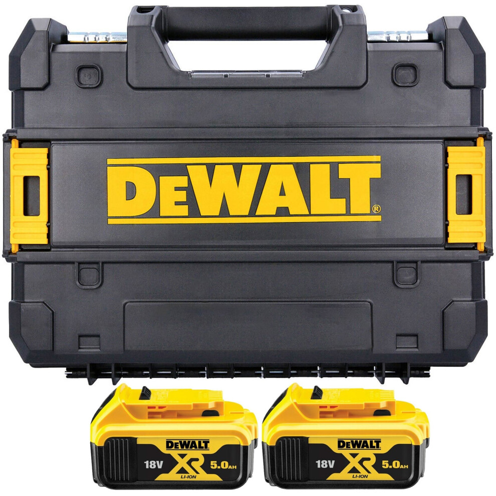 Dewalt DCB184 5.0ah 18v XR Lithium Ion Battery Twin Pack + Tstak Drill Case