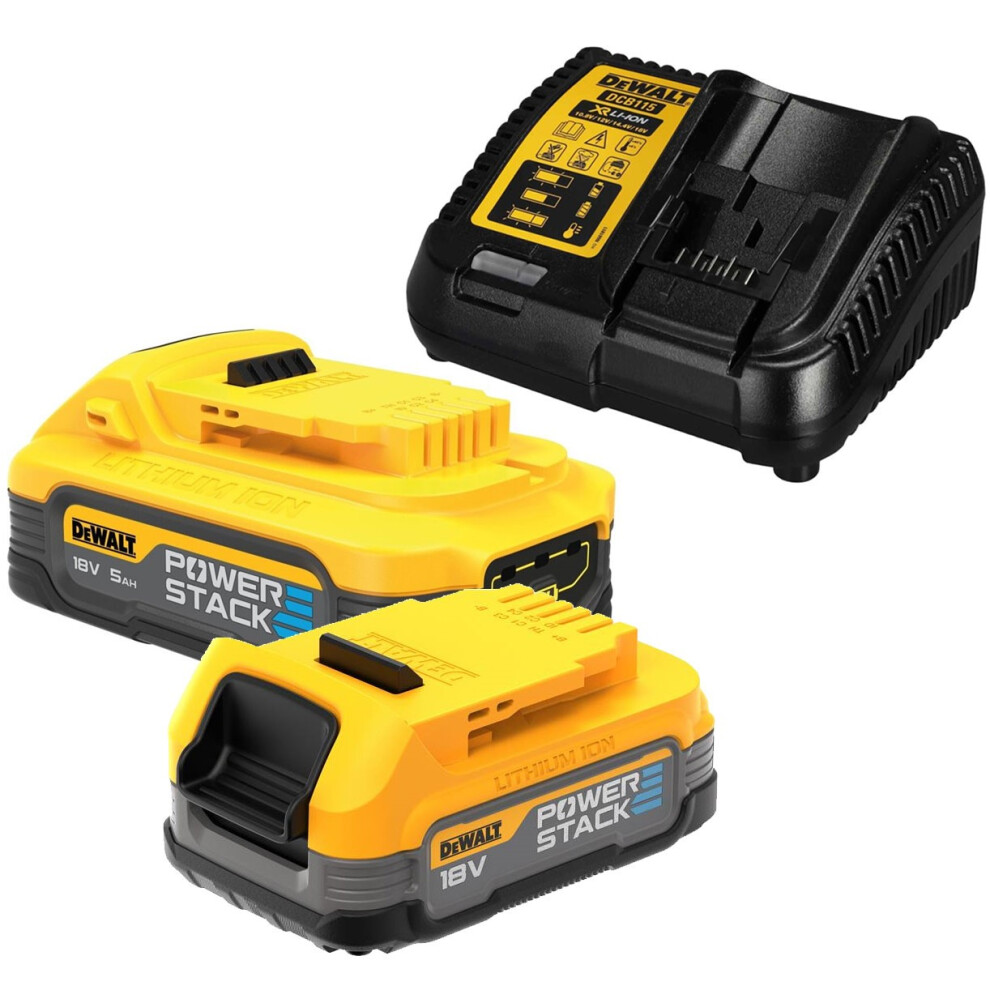 DeWalt DCBP518 18v 5.0ah Powerstack + DCBP034 Compact Twin Pack+ Battery Charger