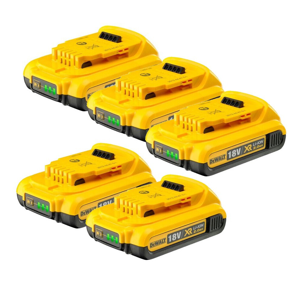 5x Dewalt DCB183 XR 18v Lithium Ion Battery Pack Li-Ion 2.0Ah Genuine DEWDCB183