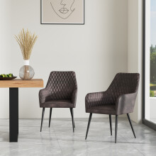 (Brown, Set of 8) ELLA TECHNOLOGY FABRIC DINING CHAIR