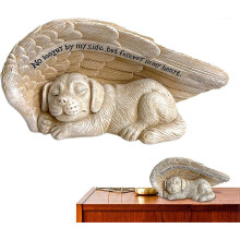 Sleeping Dog with Angel Wings,resin Dog Memorial Statue | Grave Marker for Cemetery