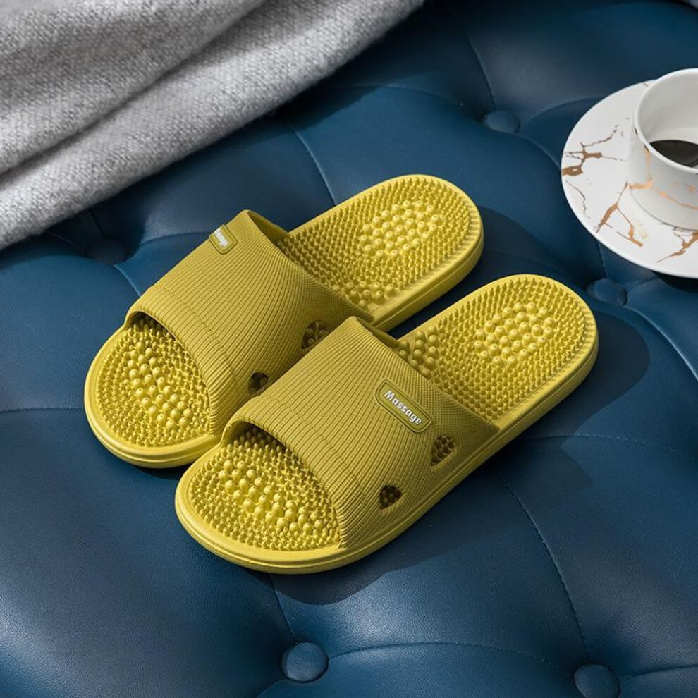 (yellow, 41) Women Foot Massage Slippers Men Slipper Indoor Bathroom Non-slip Soft Slides Couples House Relief Feet Health Care Shoes