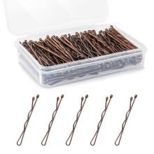 Mini Bobby Pins Brun, 150 St 1.38 Tum Små Hårspännen med Förvaringslåda för Barn, Flickor och Kvinnor