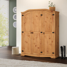 Corona 3 Door Arch Top Wardrobe Bedroom Furniture Solid Pine