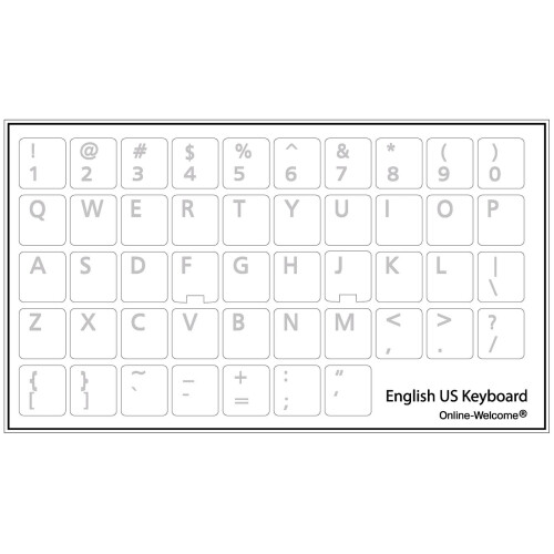 English US Transparent Keyboard Sticker White 1