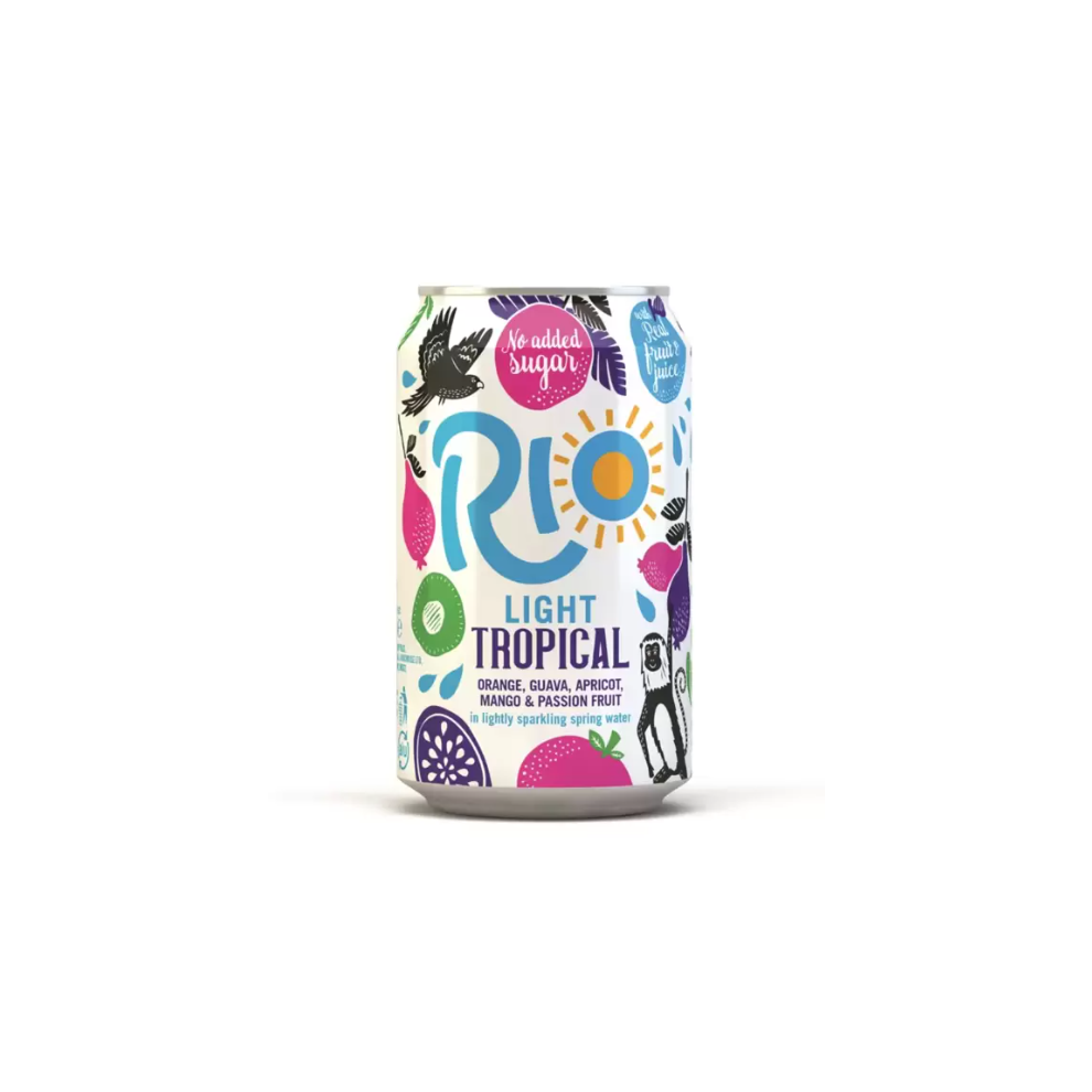 Rio Tropical 330Ml – Refreshing Low-Calorie Sparkling Drink With Pineapple, Passion Fruit & Mango Light