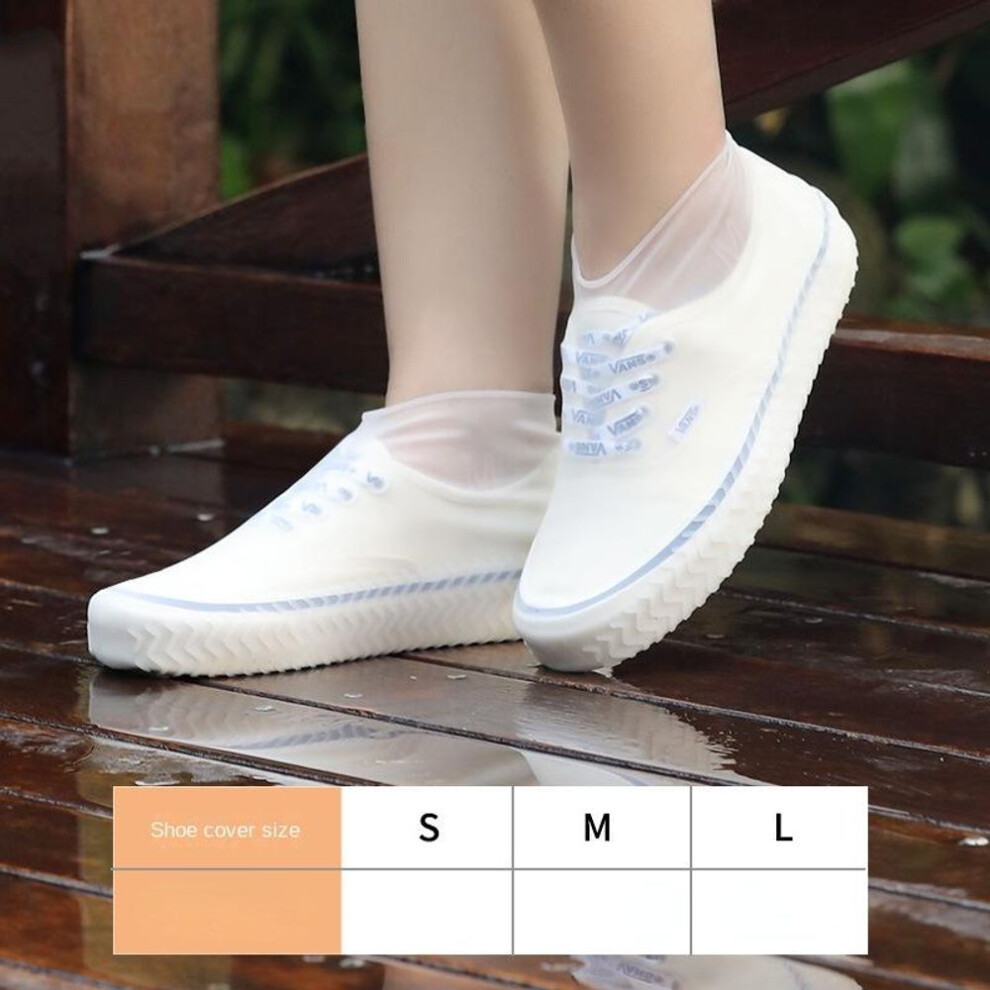 (white, L(41-45)) 1 Pair Silicone Waterproof Shoe Covers S/m/l Covers Slip-resistant Rubber Rain Boot Overshoes Accessories For Outdoor Rainy Day