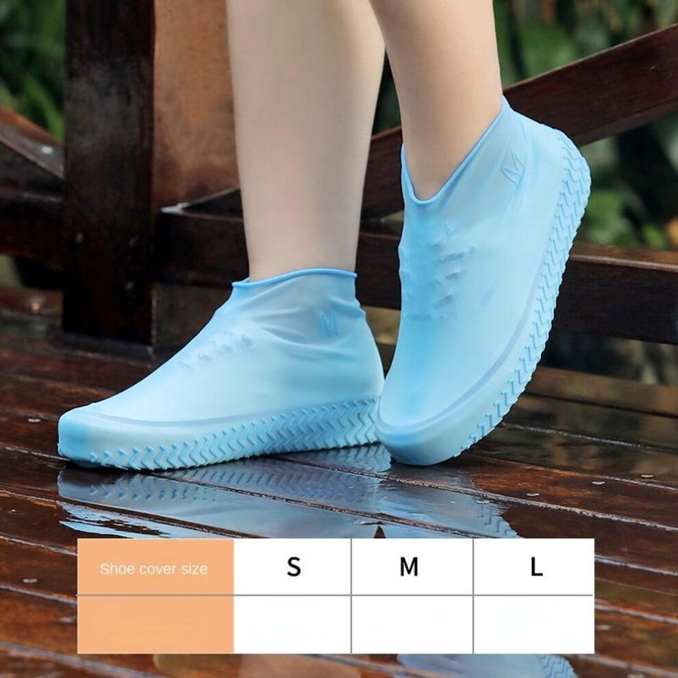 (blue, M(35-40)) 1 Pair Silicone Waterproof Shoe Covers S/m/l Covers Slip-resistant Rubber Rain Boot Overshoes Accessories For Outdoor Rainy Day