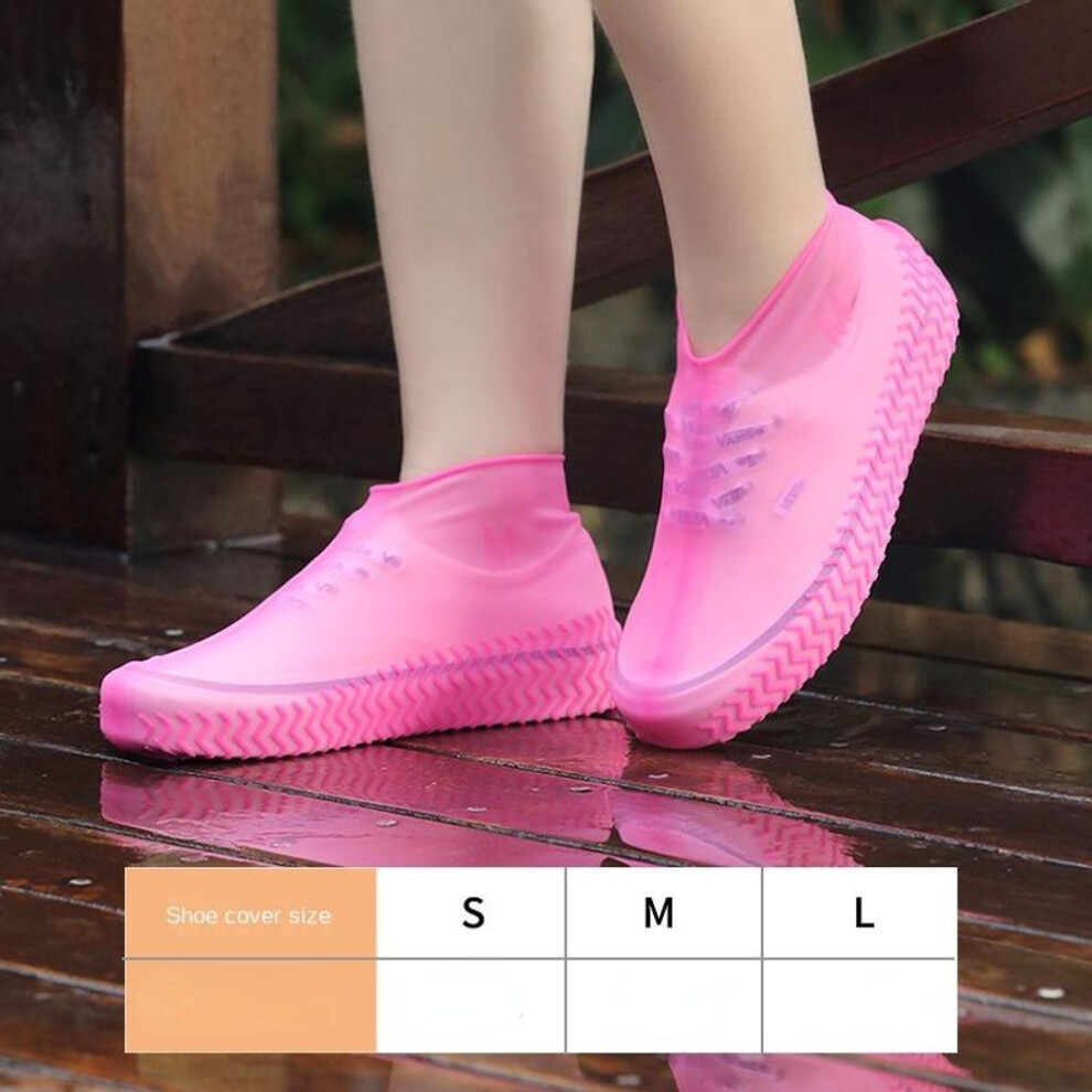 (rose red, M(35-40)) 1 Pair Silicone Waterproof Shoe Covers S/m/l Covers Slip-resistant Rubber Rain Boot Overshoes Accessories For Outdoor Rainy Day