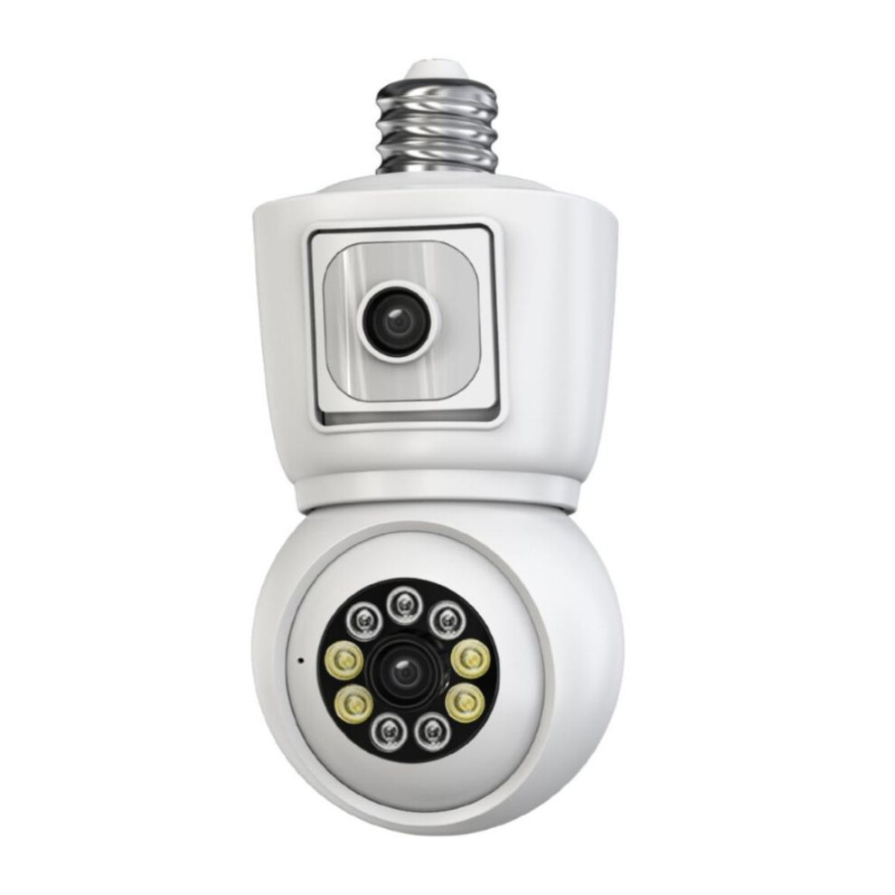 (Add 64G Card) 4k 4mp E27 Bulb Wifi Camera Dual Lens Dual Screen Auto Tracking Two Way Audio Color Night Vision Outdoor Security Camera