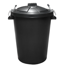 80L plastic dustbin with clip locking lid for home garden storage