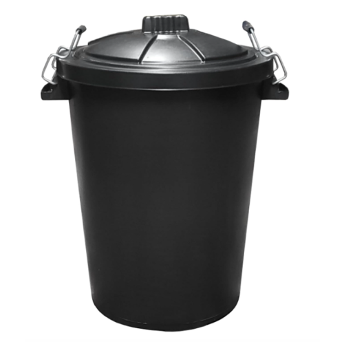 80L plastic dustbin with clip locking lid for home garden storage